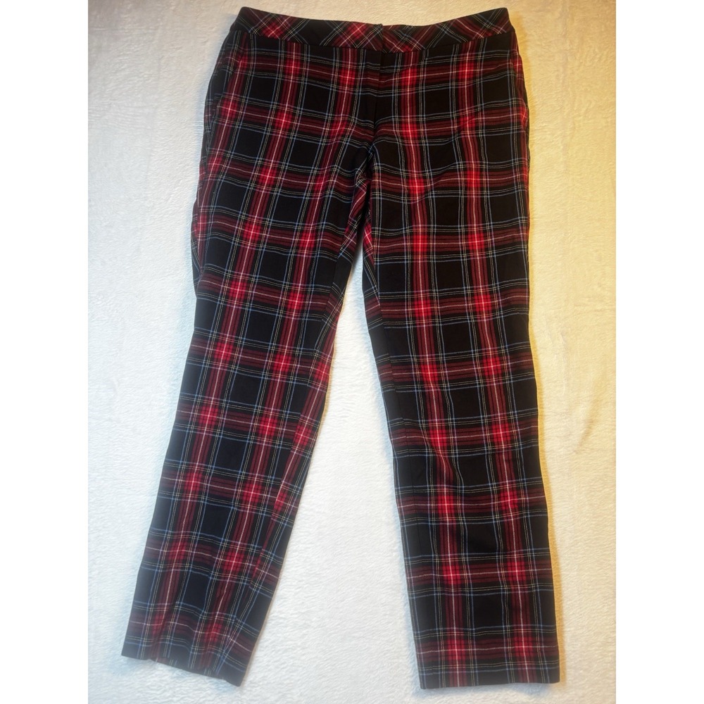 J.Jill Pants Women's‎ Size 6 Holiday Black Red Plaid Premium Bi-stretch